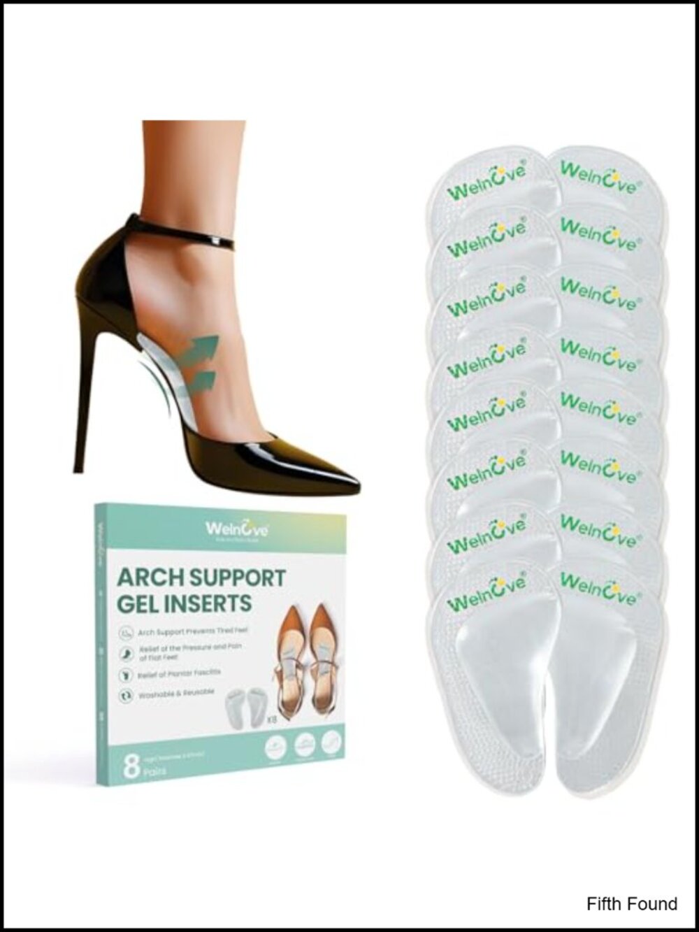 Gel Arch Support Insoles Plantar Fasciitis Flat Feet Relief 8 Pairs